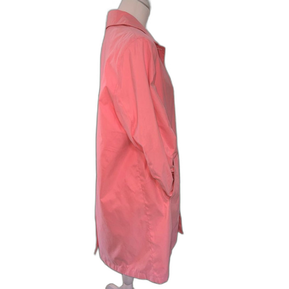 Rain Coat Pink Nylon Lightweight Button Front Pockets Collared Sz 10 Forecaster - Picture 7 of 8